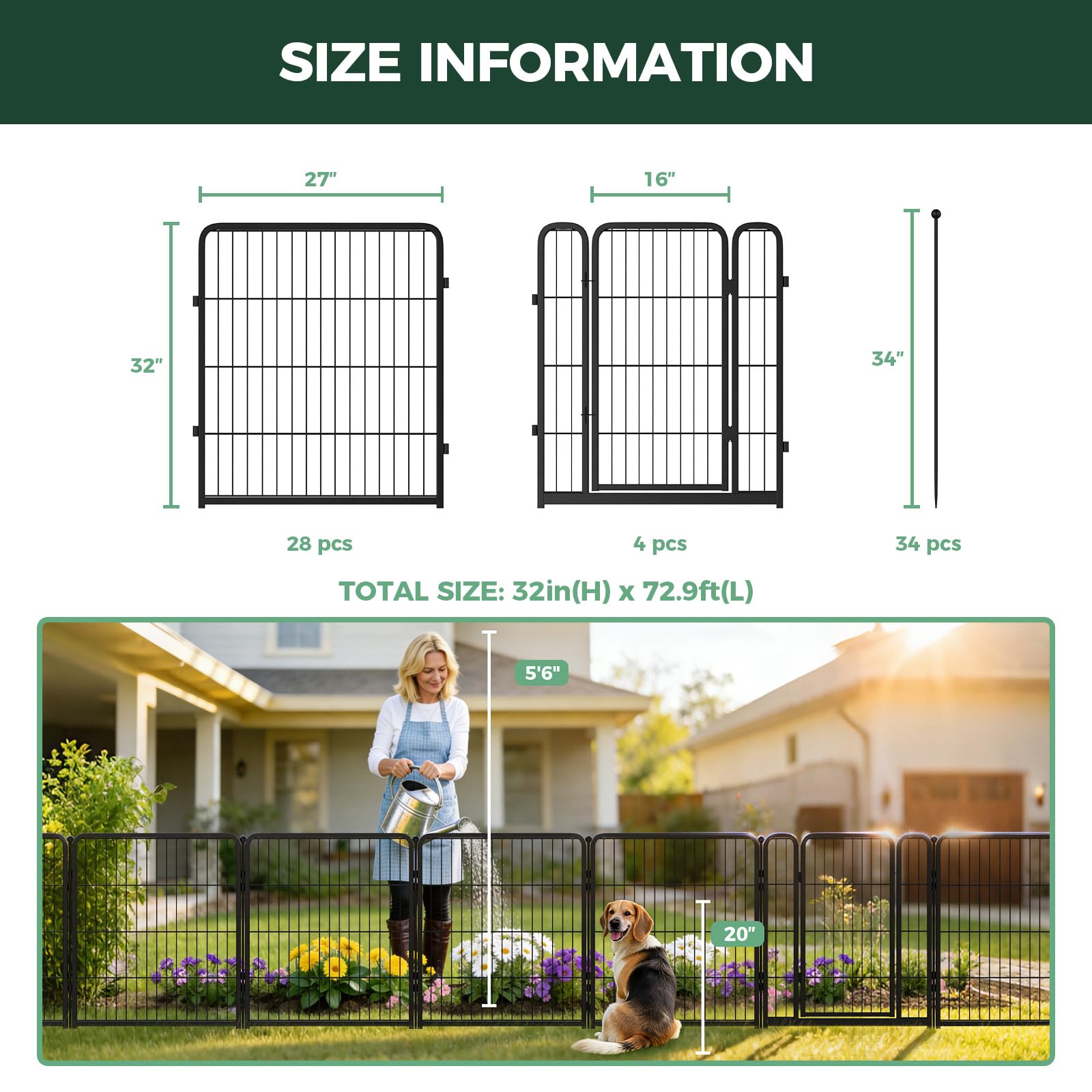 Amazon.com : FXW Garden Fence Outdoor for the Yard – 32in(H) x